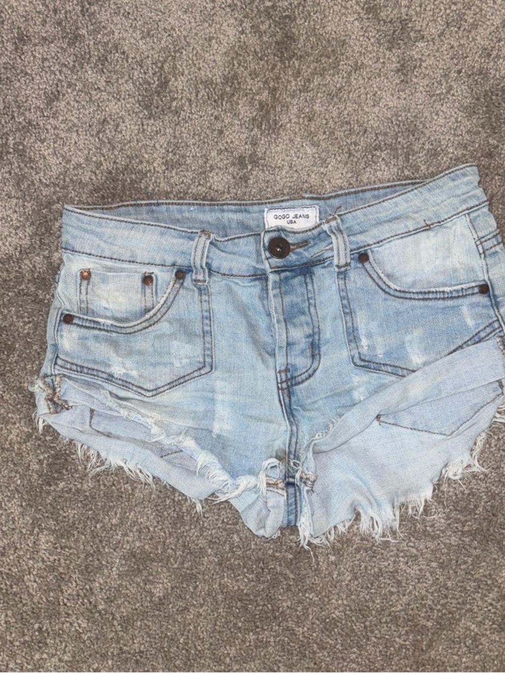Light Wash Distressed Denim Shorts by